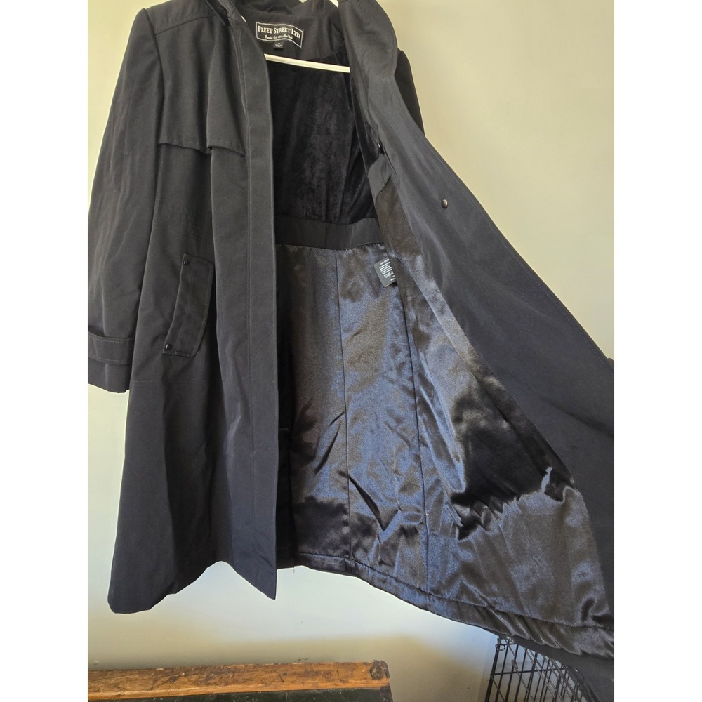 Fleet Street Ltd Black Rain Resistant Trench Coat Jacket Polyester Women's Med - Picture 4 of 16